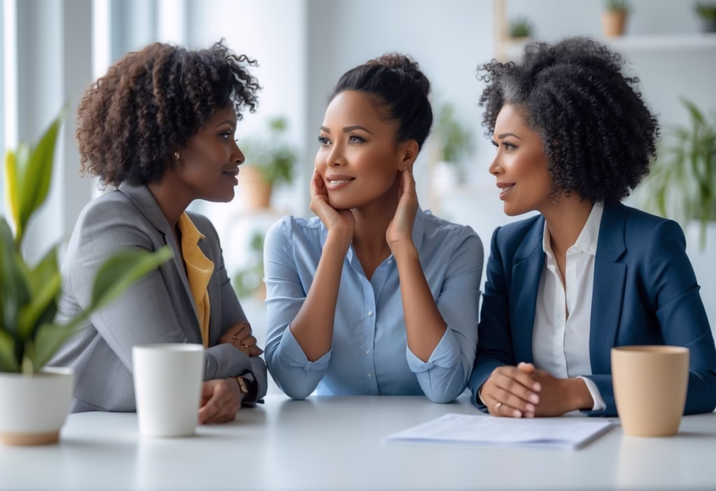 Women friendly talking to each other