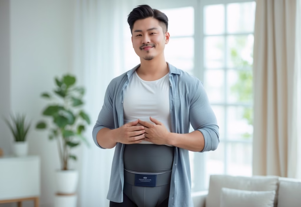 Man in compression underwear